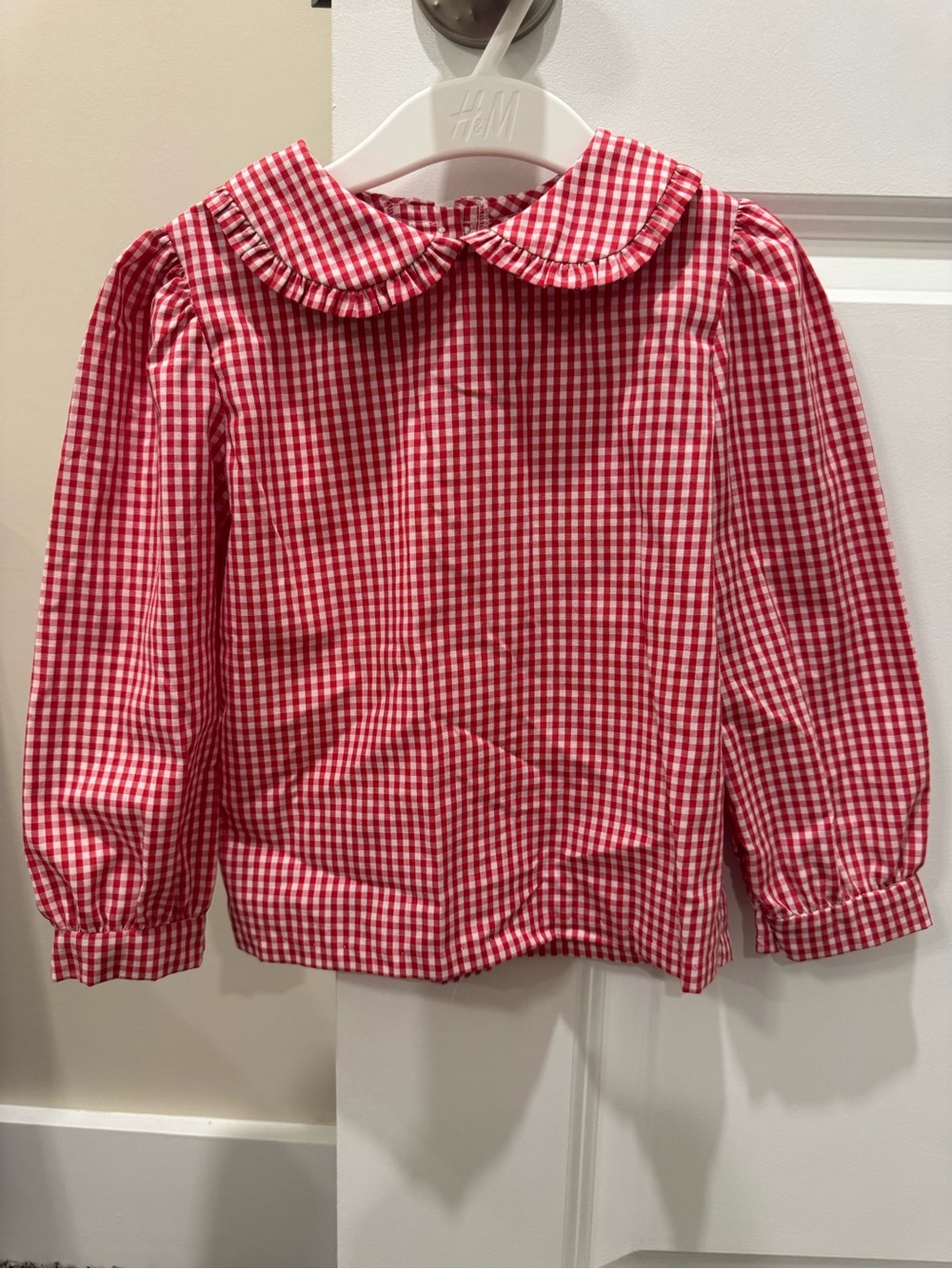 Little English Red Gingham Peter Collar Long-Sleeve Blouse